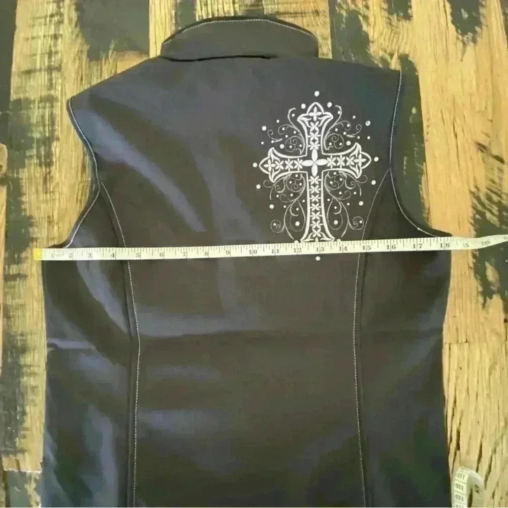 Cowgirl Hardware Women’s Black Vest Silver Sparkle Cross NWT Size: S